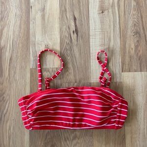 Kona Sol red & white striped bandeau swim suit top